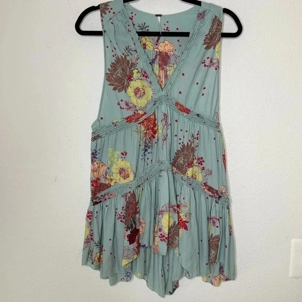 Free People Blue Purple Haze Boho Tunic Tank Top S - Picture 1 of 4